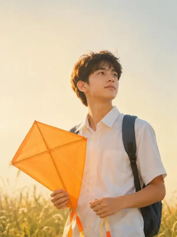 短剧《风筝与少年》封面 - 青春成长题材，主演林知夏 / 周与